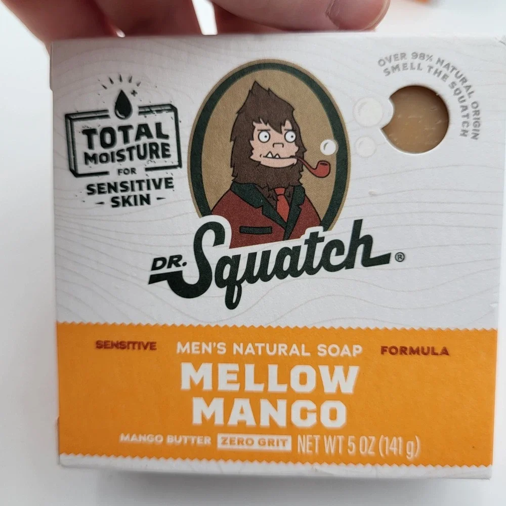 Lot of 4 Dr. Squatch Mellow Mango Men's Natural Bar Soap Zero Grit 5oz Sensitive